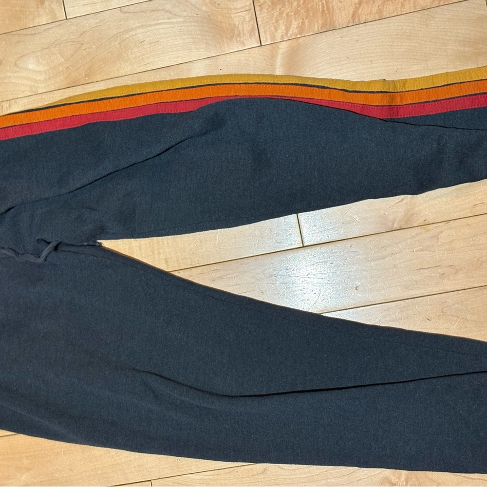 Aviator Nation Black Joggers with Colorful Stripes